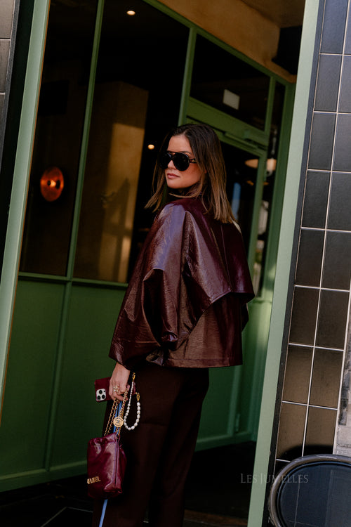 Jodie PU jas bordeauxrood