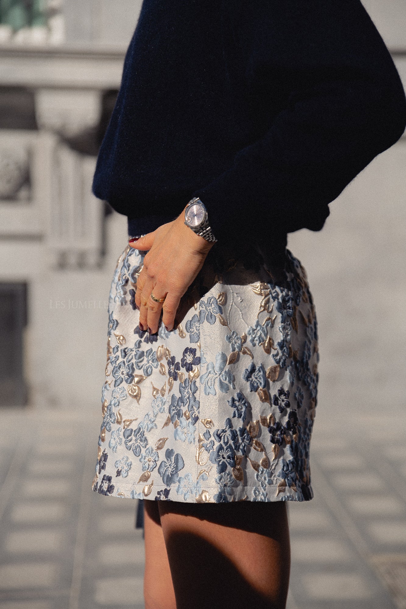 Jamie jacquard skirt blue flowers