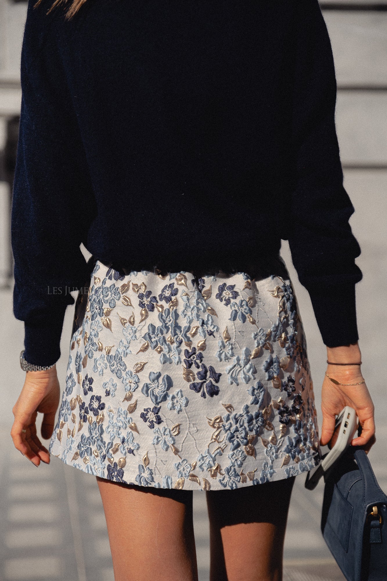 Jamie jacquard skirt blue flowers