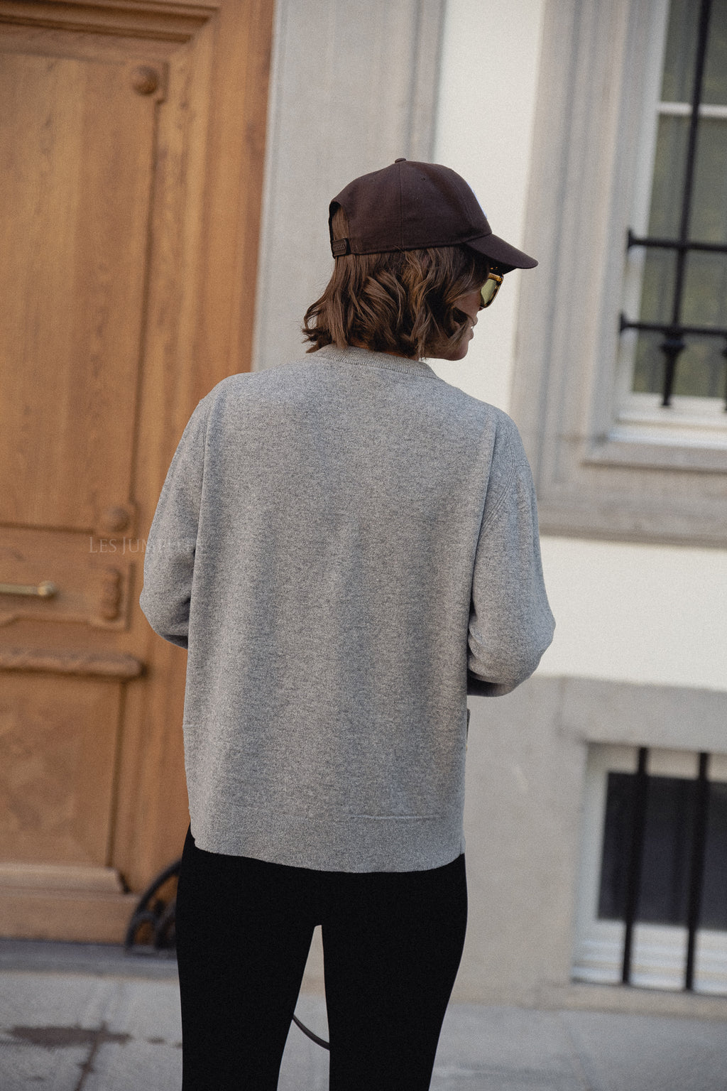 Pull col rond YASEmilie en maille gris clair chiné