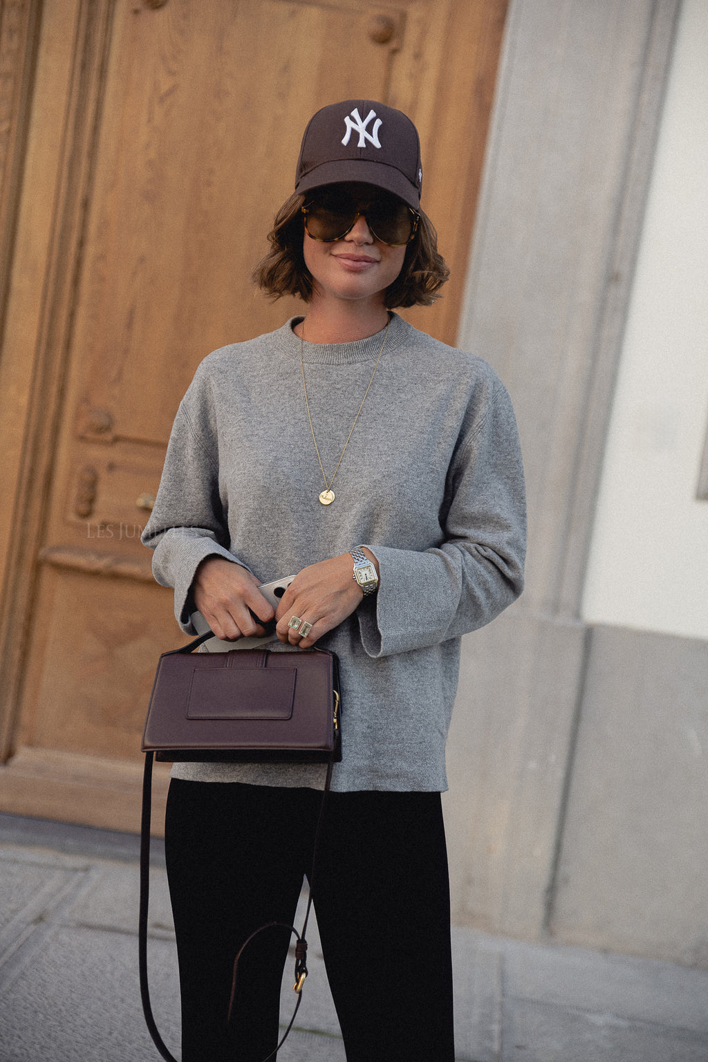 Pull col rond YASEmilie en maille gris clair chiné