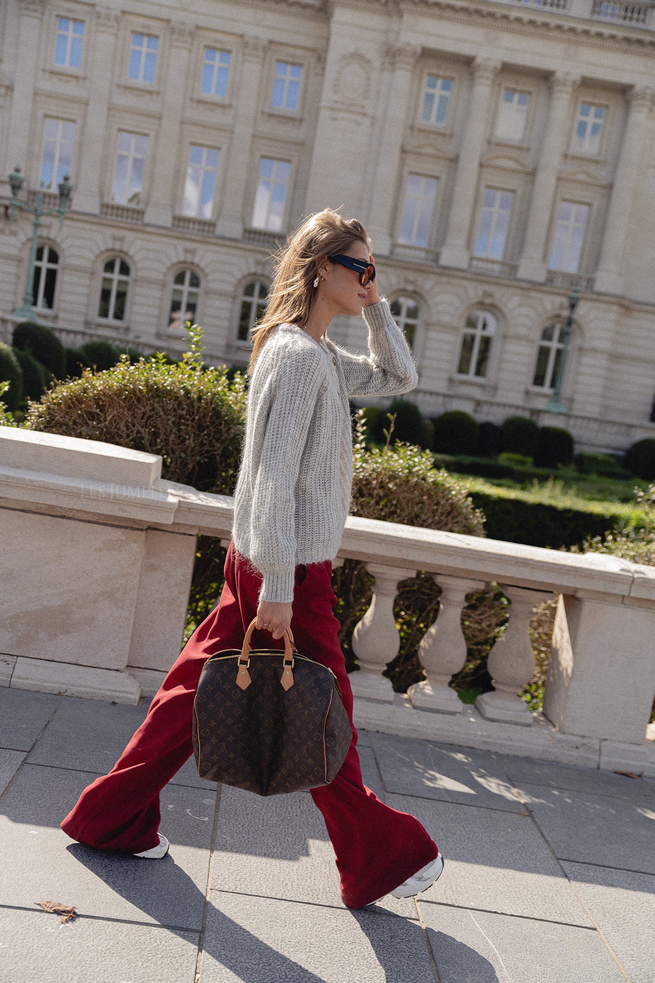 Frances pleated pants red