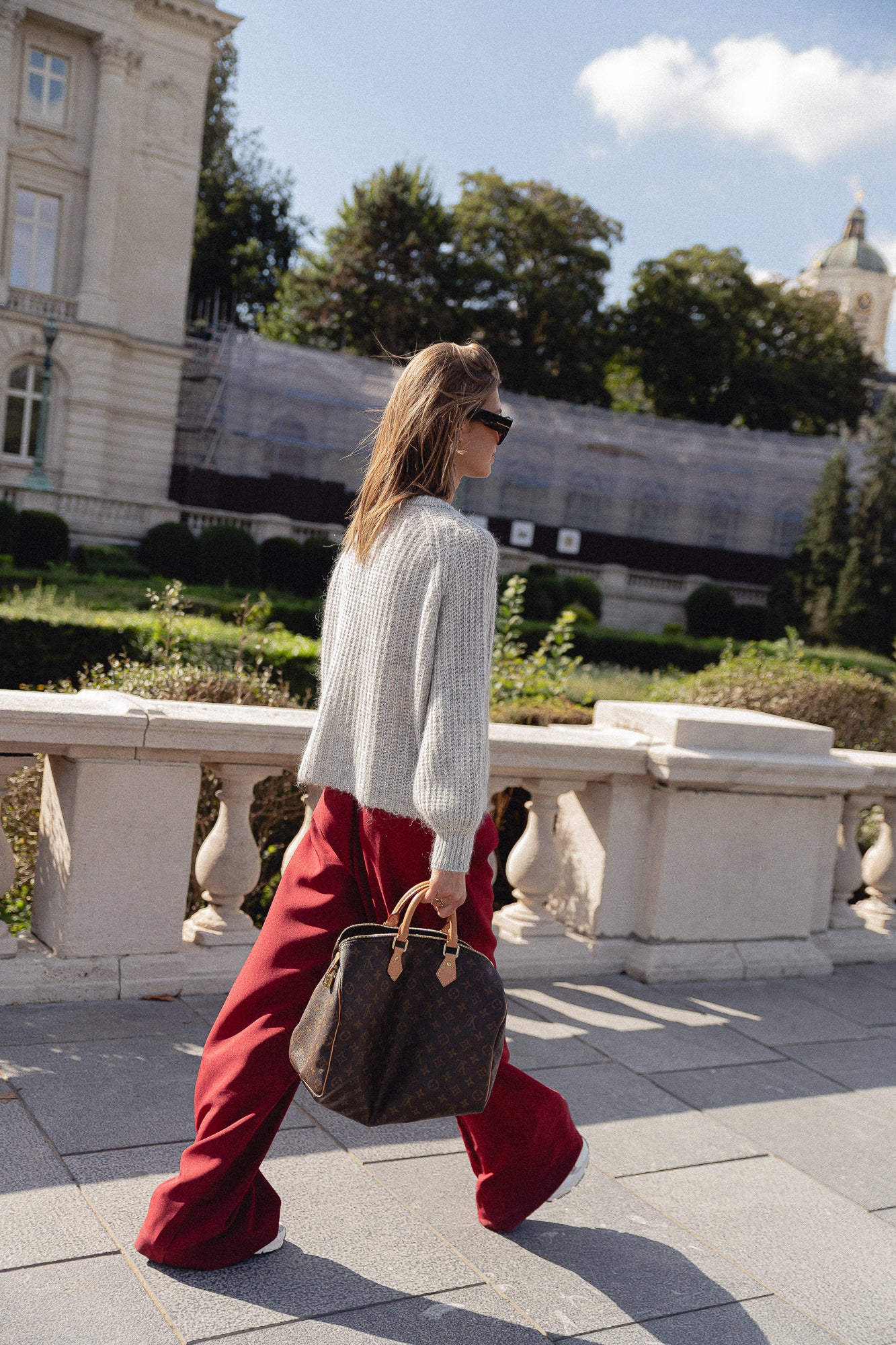 Frances pleated pants red