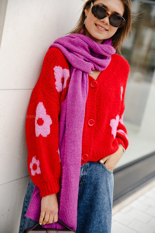 Les Jumelles Amandine knitted scarf framboise