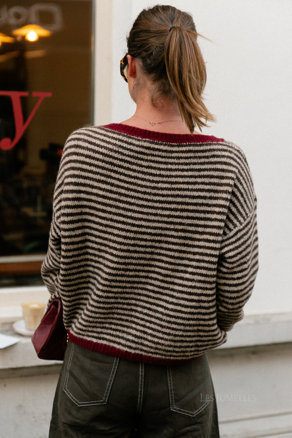 Pull rayé Josie marron/gris chiné