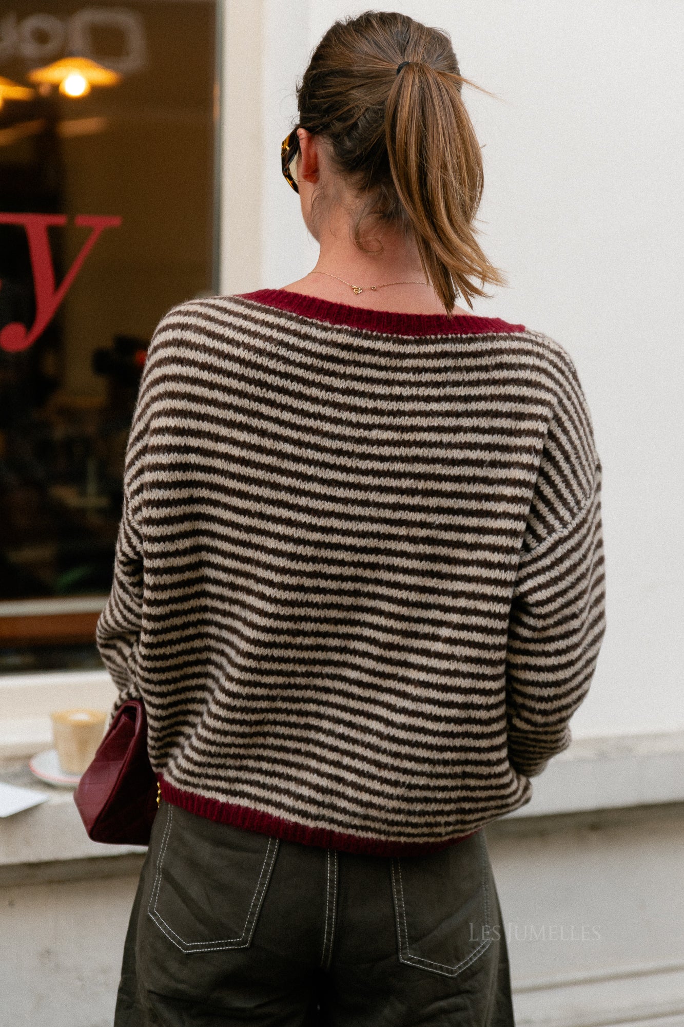 Pull rayé Josie marron/gris chiné