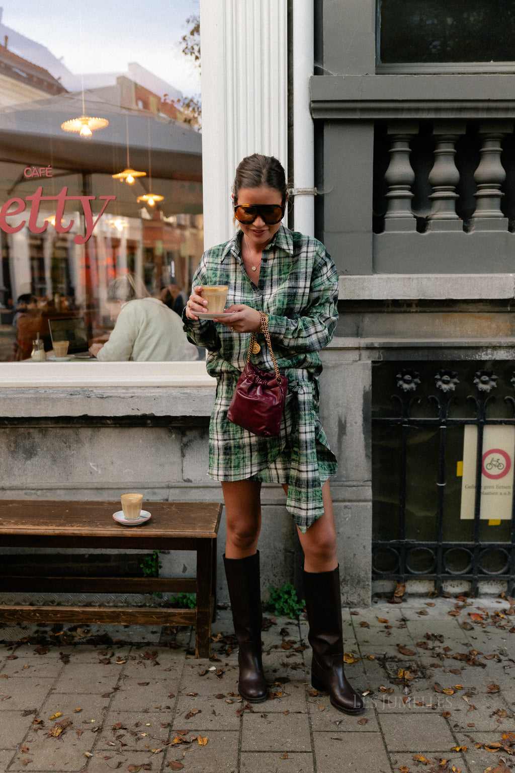 Charlie checkered wrap skirt green