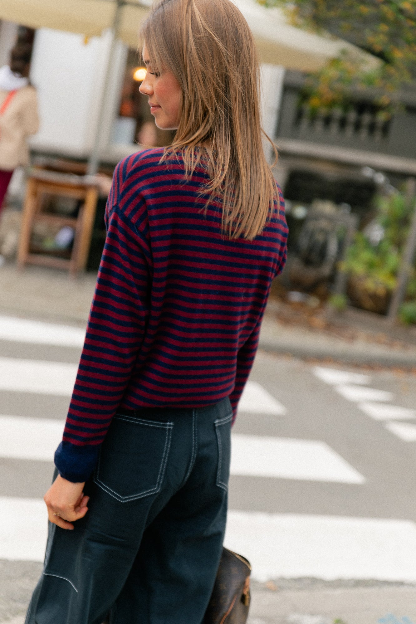 Pull rayé Lisa bleu marine/bordeaux