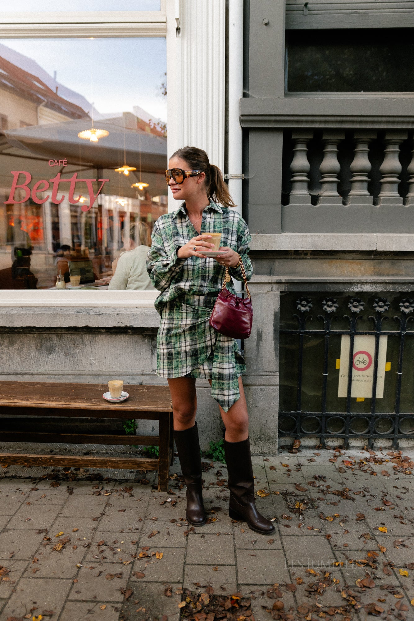 Charlie checkered wrap skirt green