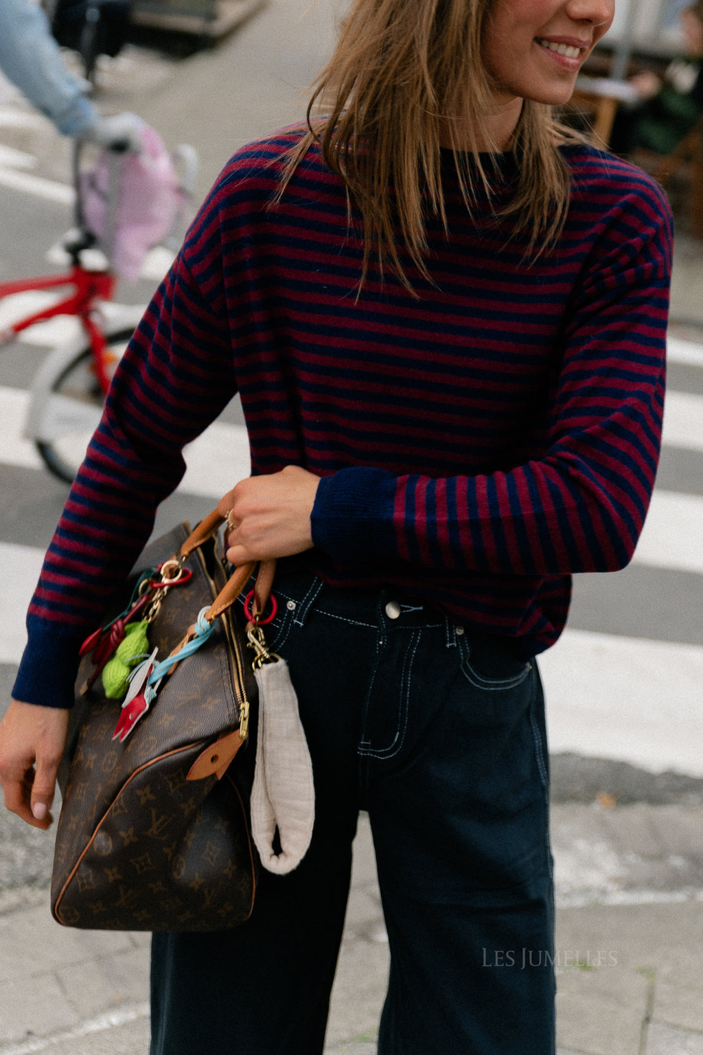 Pull rayé Lisa bleu marine/bordeaux