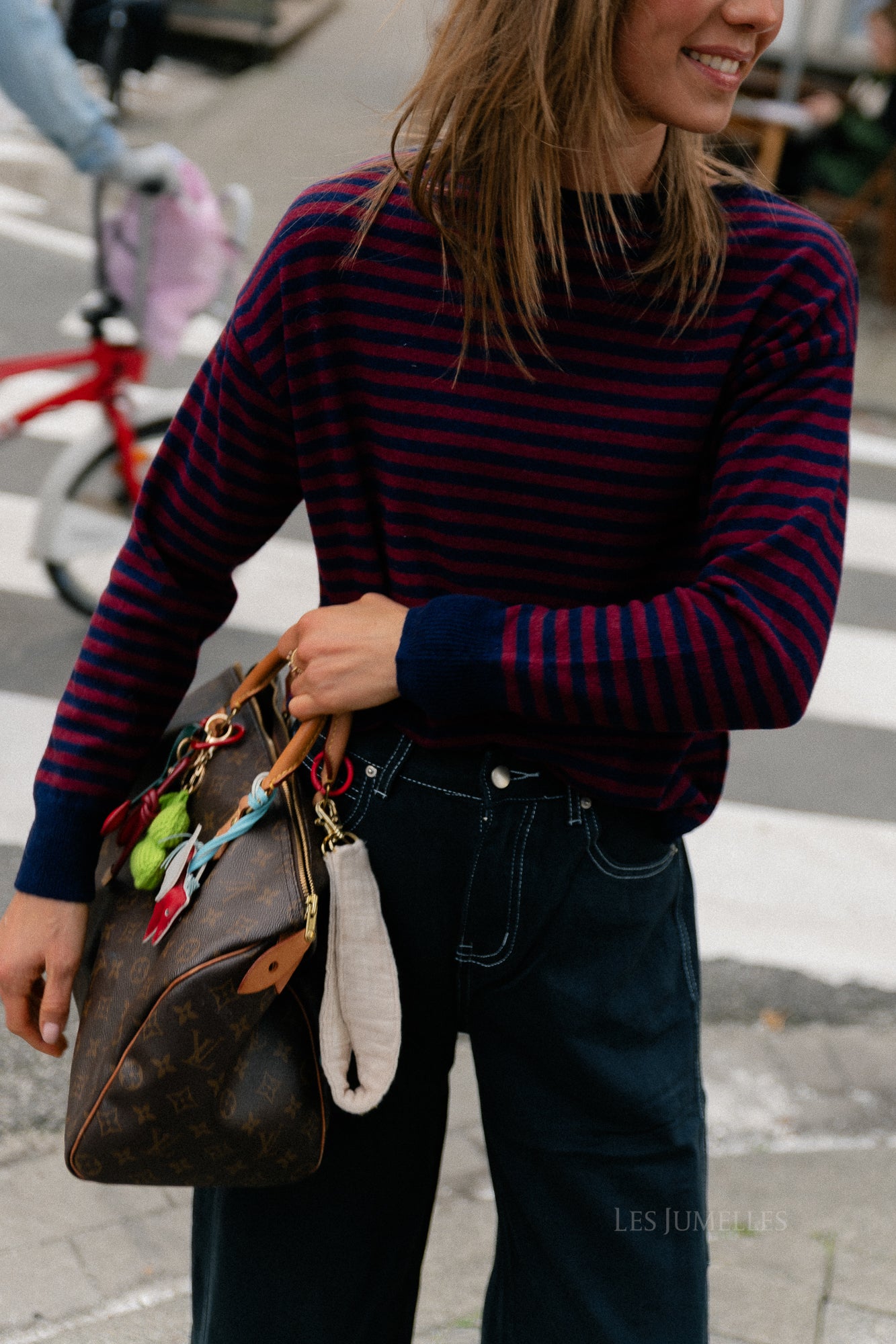 Pull rayé Lisa bleu marine/bordeaux