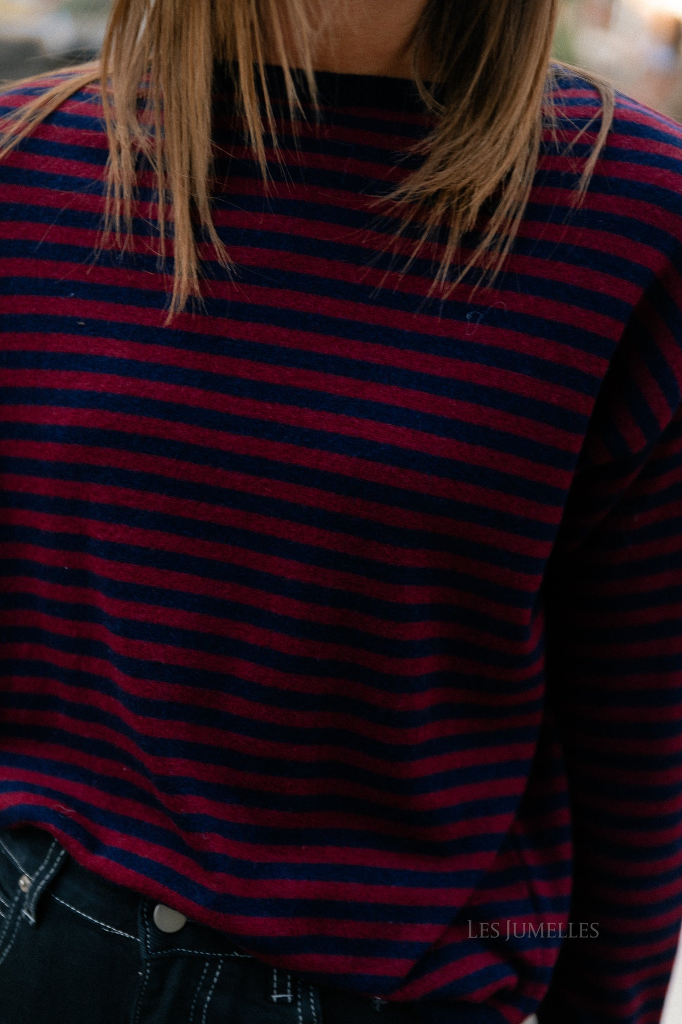 Pull rayé Lisa bleu marine/bordeaux