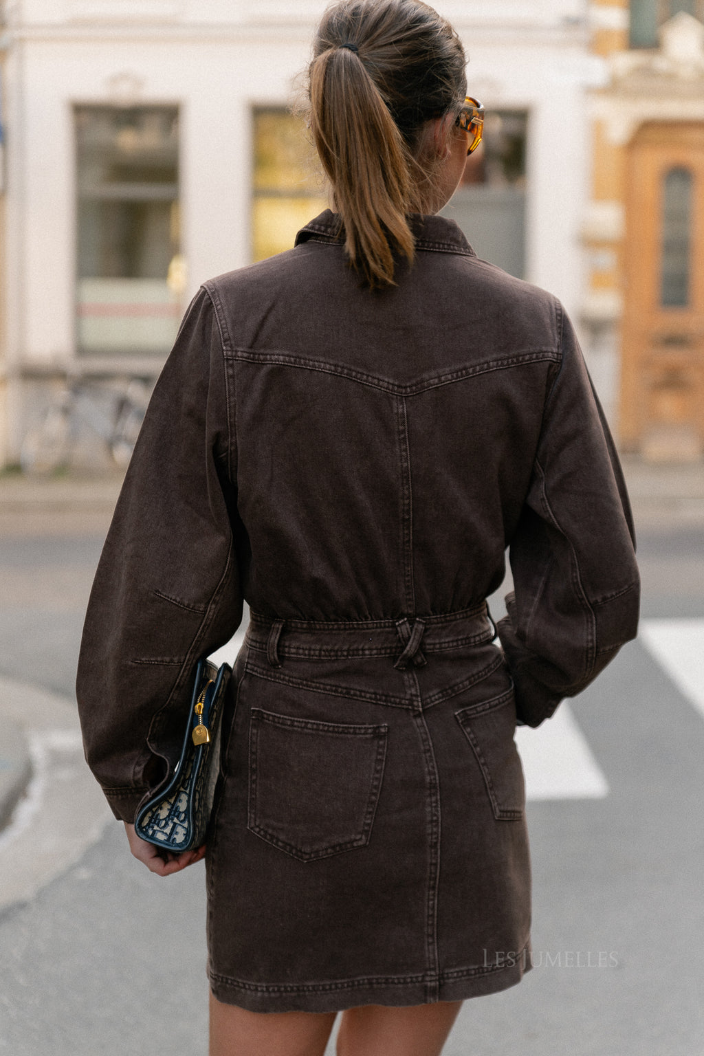 ROUPark LS short denim dress chicory coffee