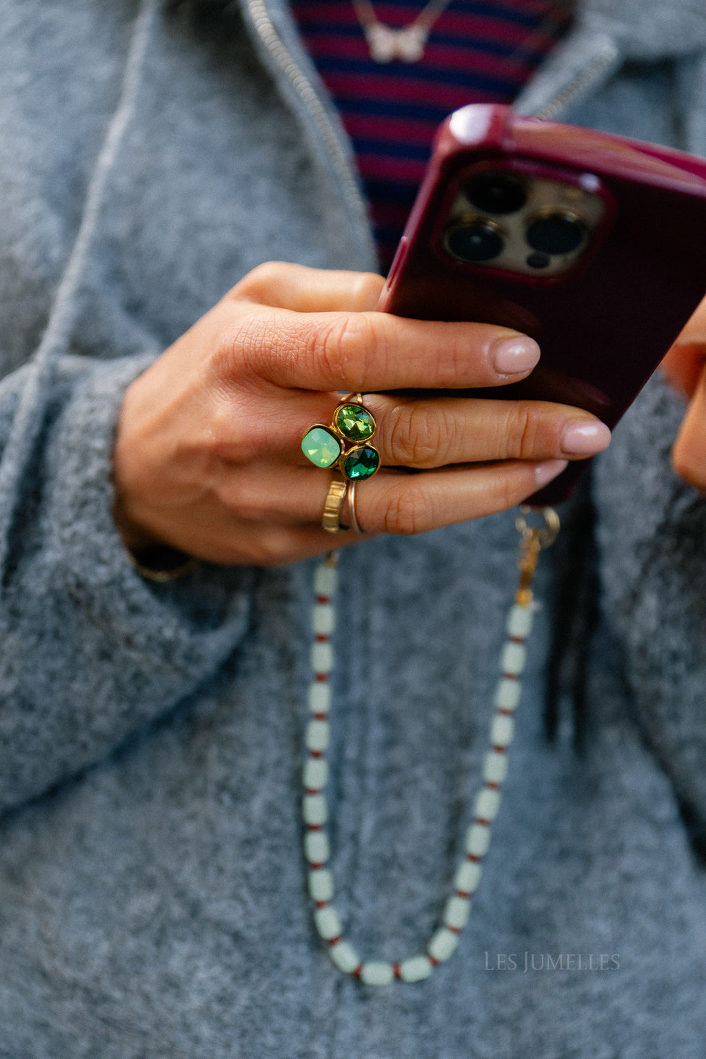 Three stone ring green