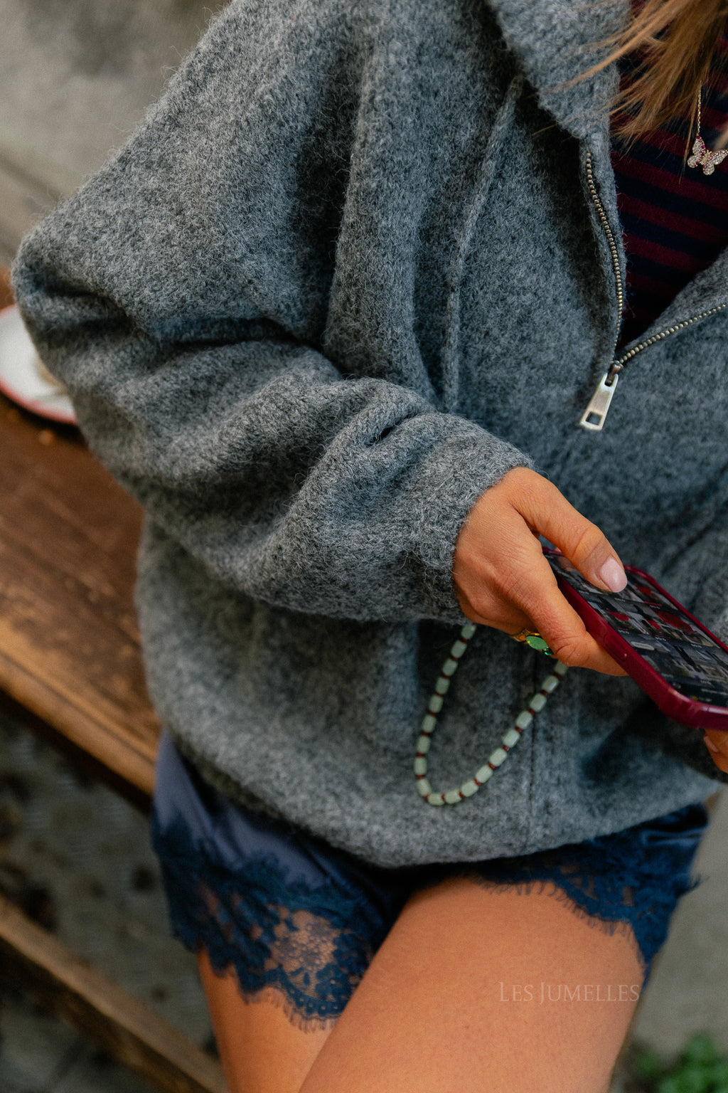 Isela cardigan dark grey melange