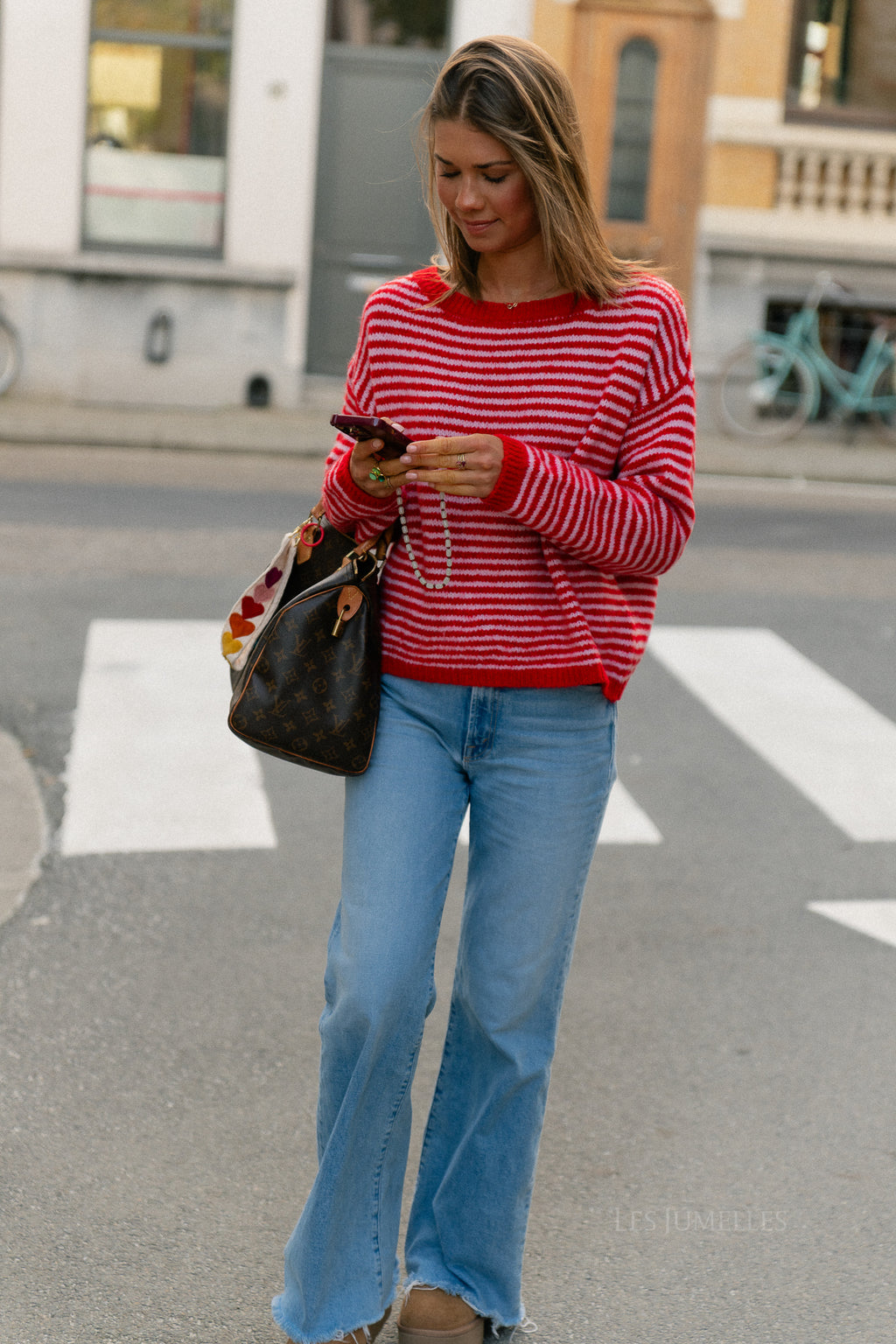 Josie striped jumper red/pink