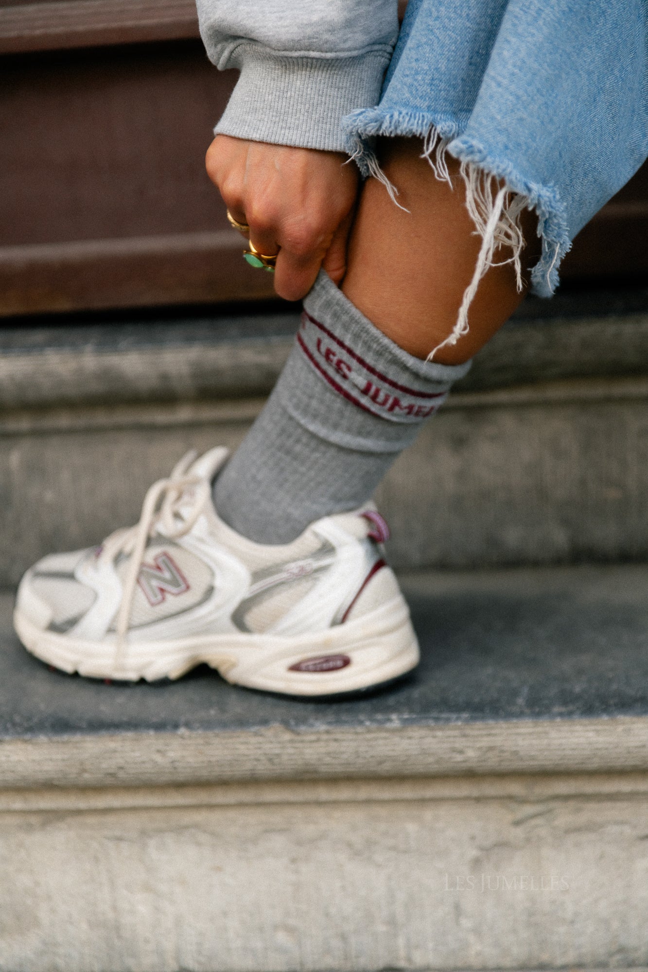 Fille à Papa Socken Grau/Pflaume