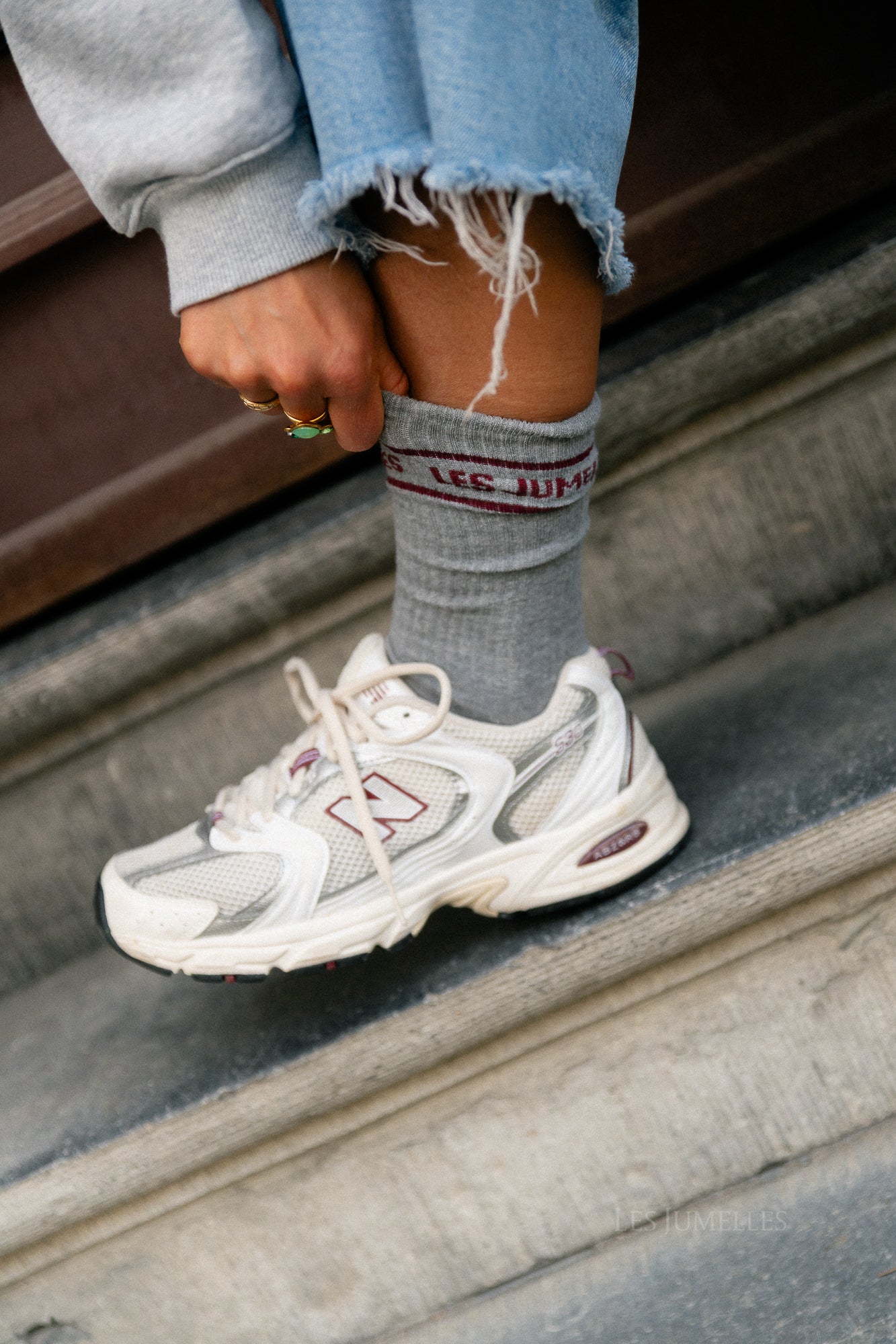 Fille à Papa Socken Grau/Pflaume