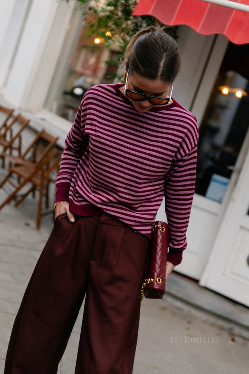 Lisa striped jumper raspberry/old rose