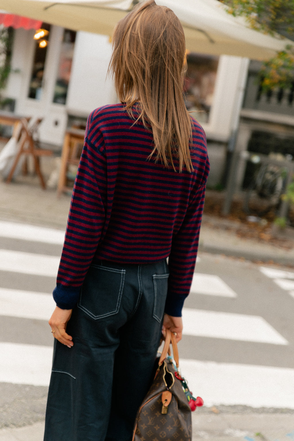 Pull rayé Lisa bleu marine/bordeaux