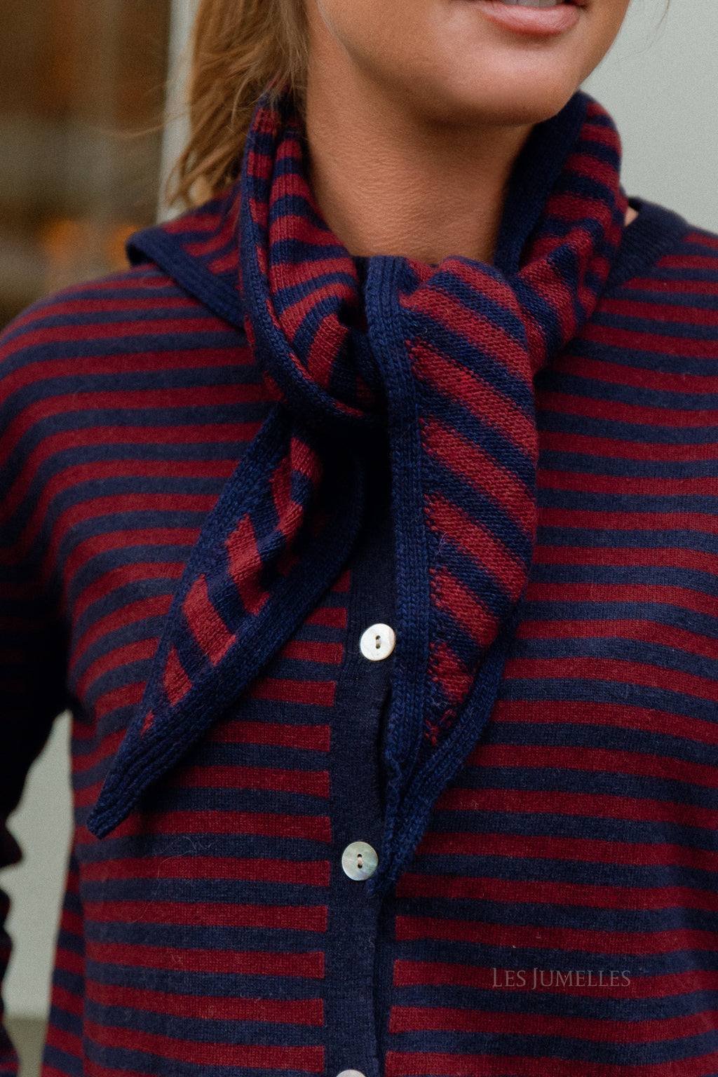 Lisa striped scarf navy/burgundy