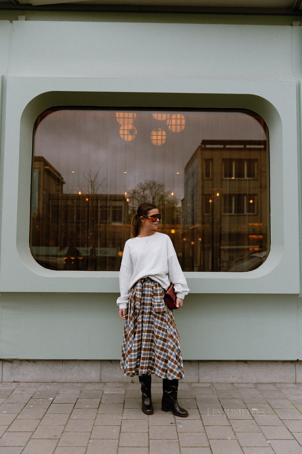 Martha checkered skirt brown/blue