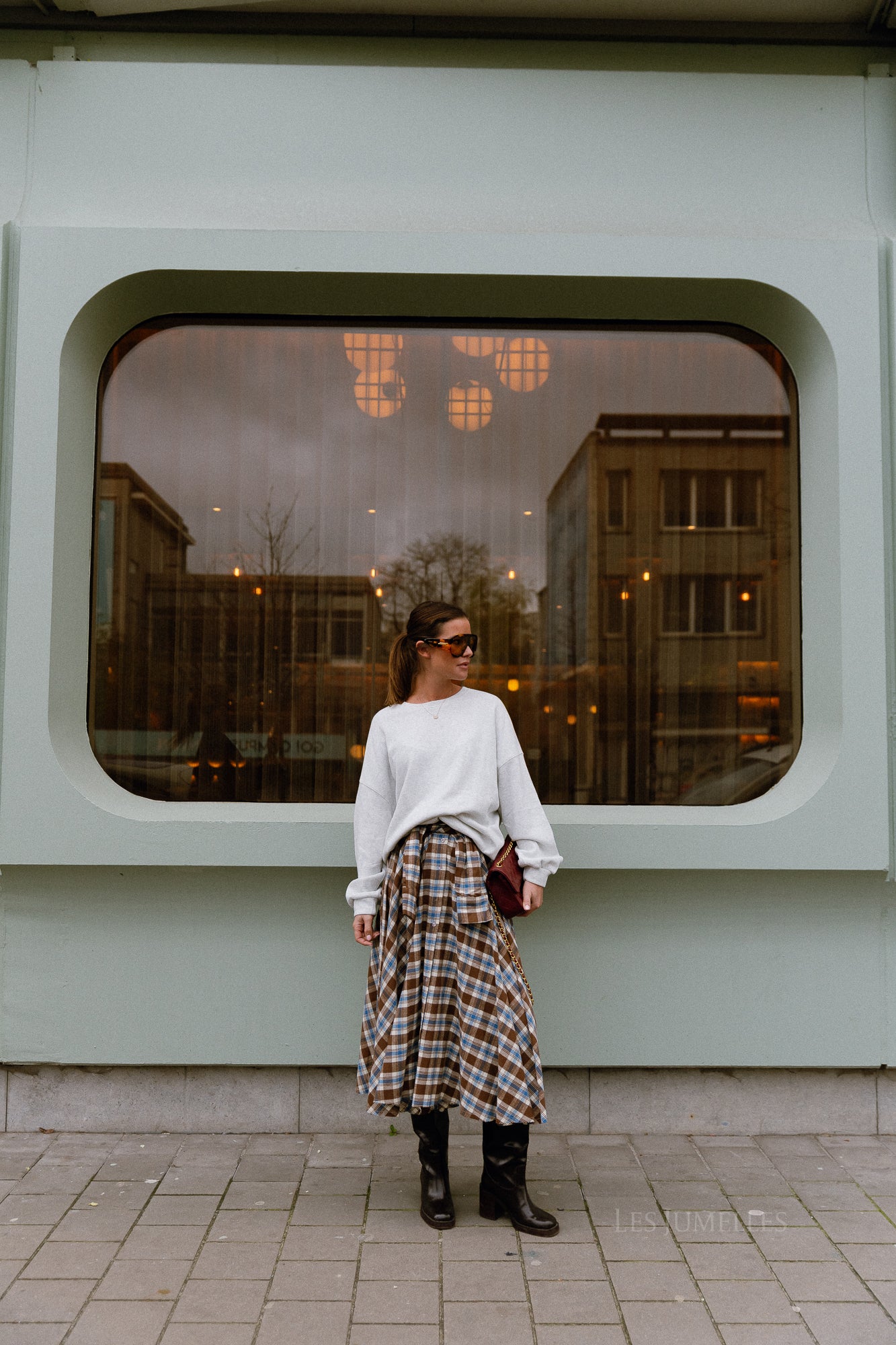 Martha checkered skirt brown/blue