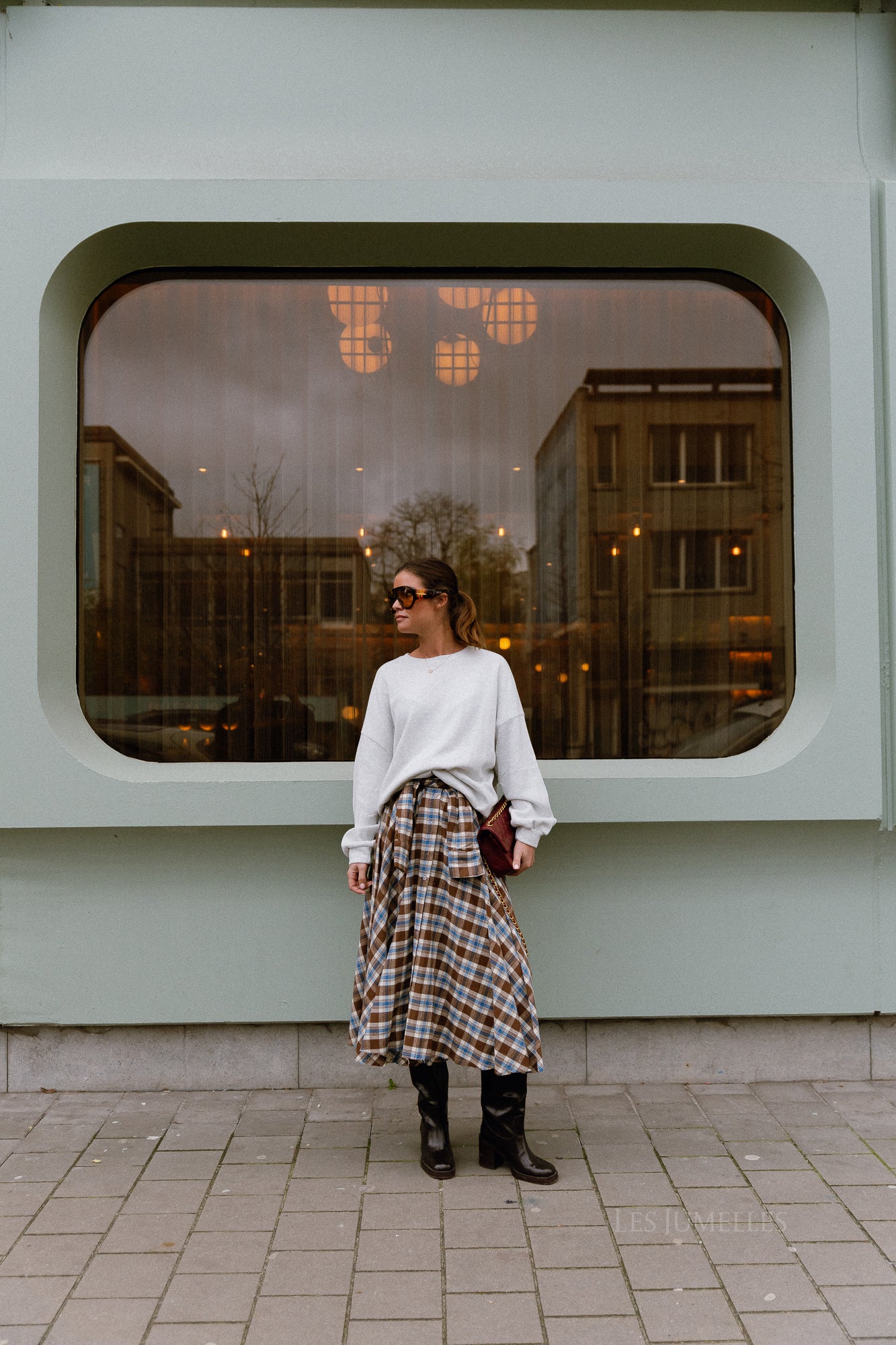 Martha checkered skirt brown/blue