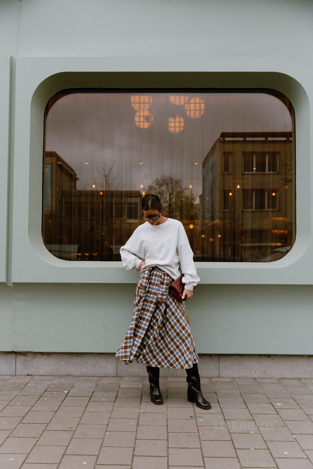 Martha checkered skirt brown/blue