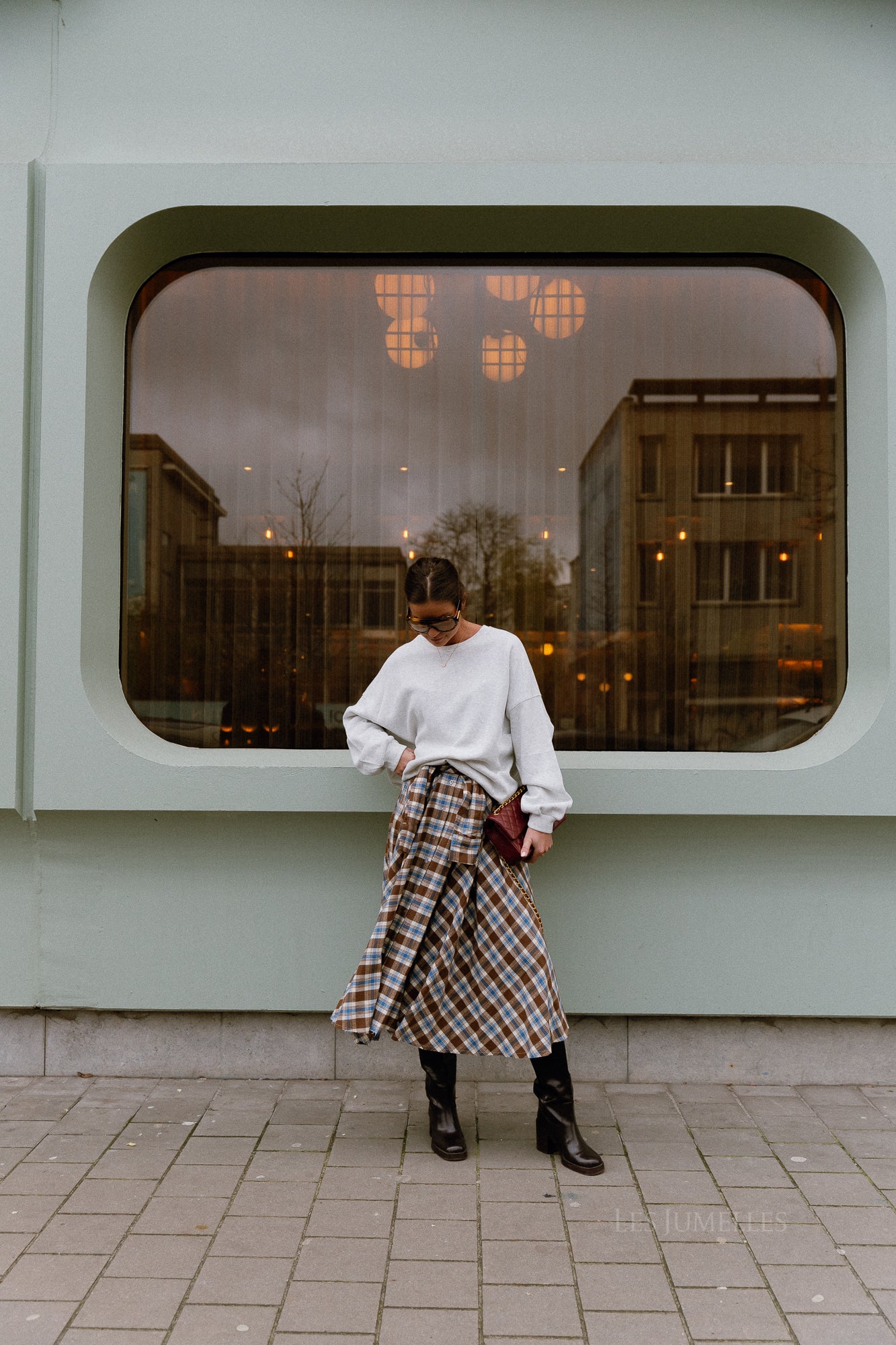 Martha checkered skirt brown/blue