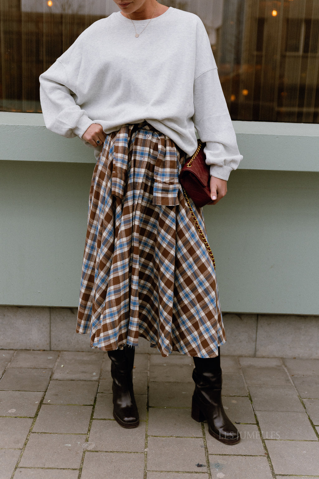 Martha checkered skirt brown/blue