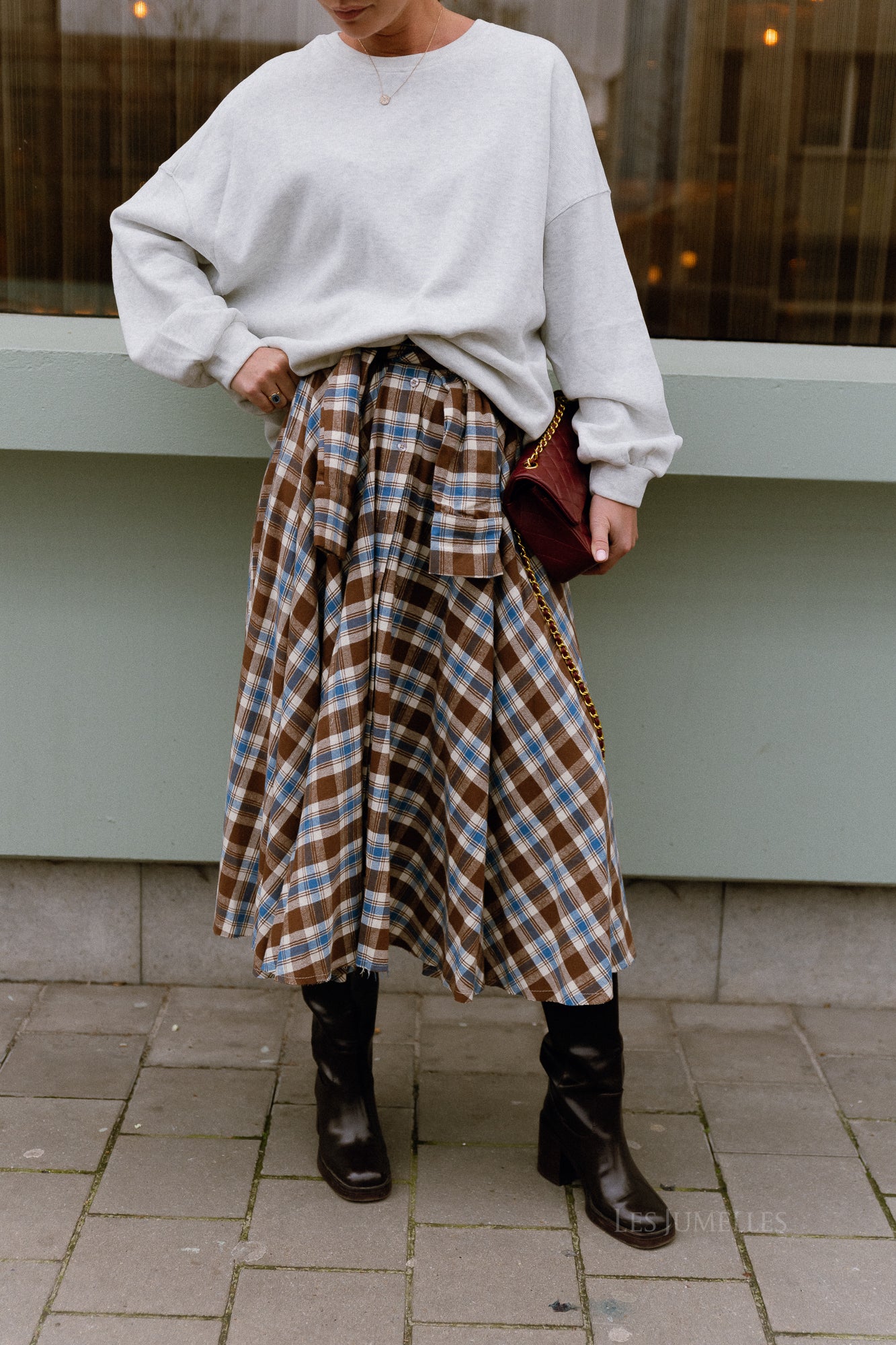 Martha checkered skirt brown/blue