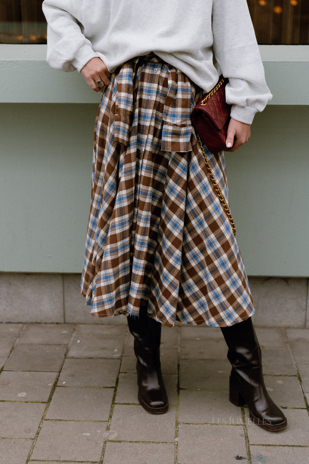 Martha checkered skirt brown/blue