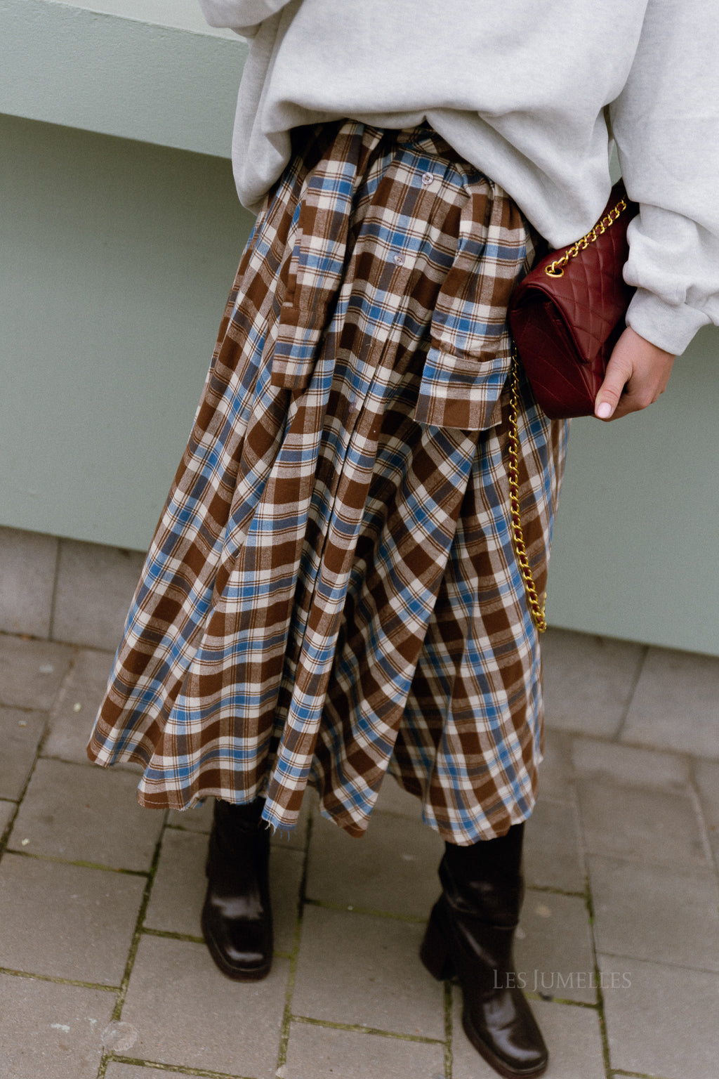 Martha checkered skirt brown/blue