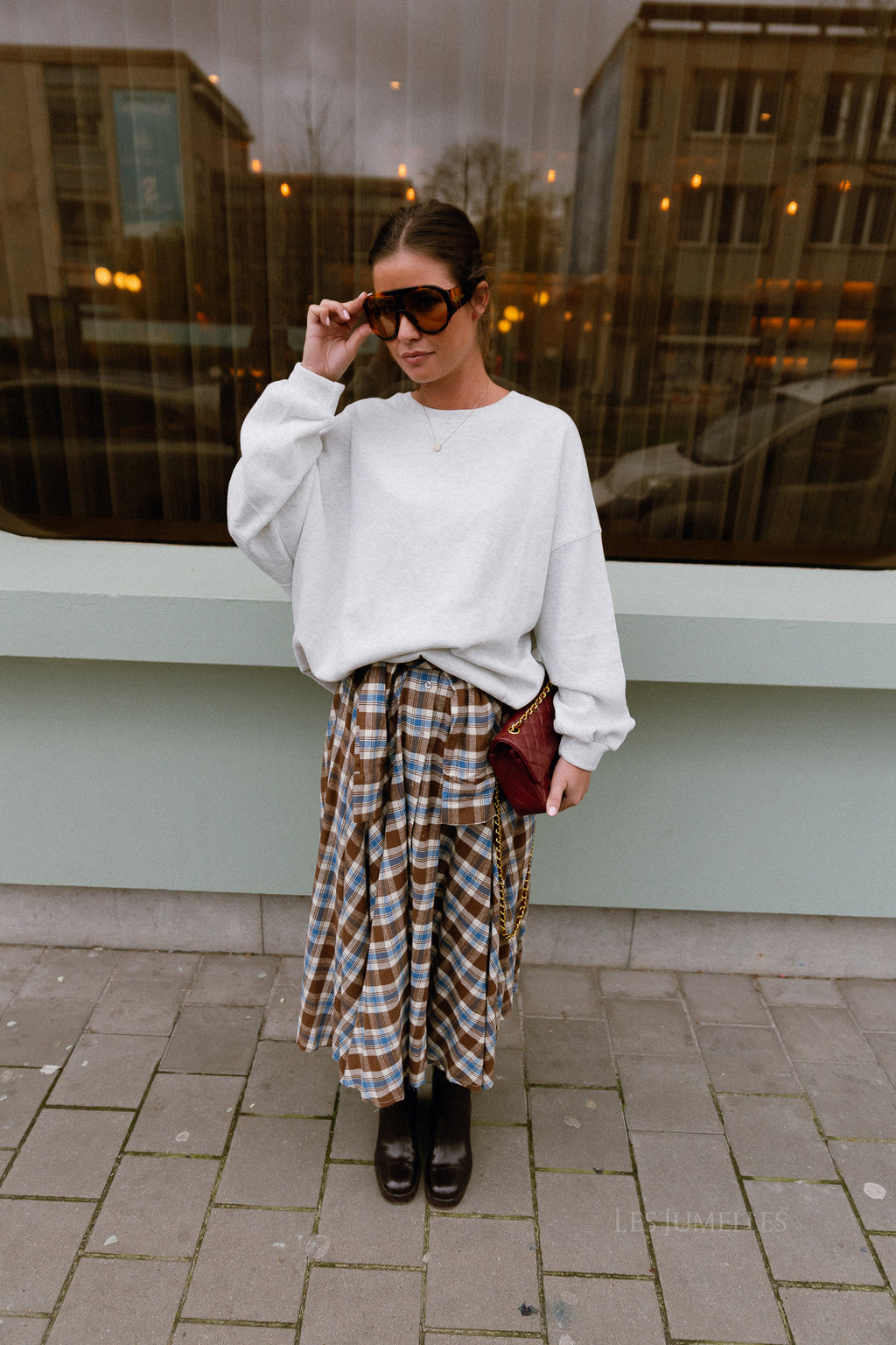 Martha checkered skirt brown/blue