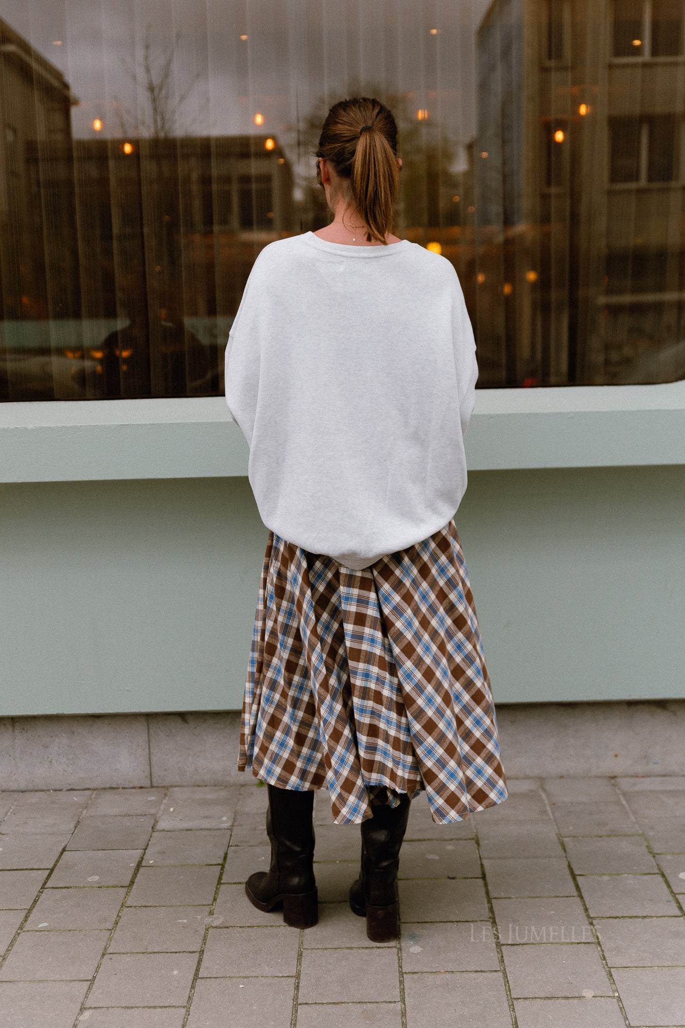Martha checkered skirt brown/blue