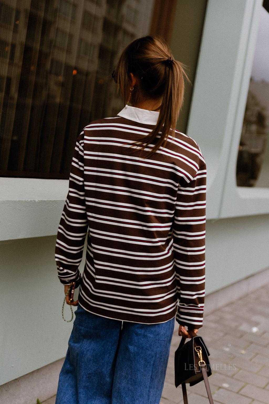 Jade gestreiftes Poloshirt Braun/Ecru