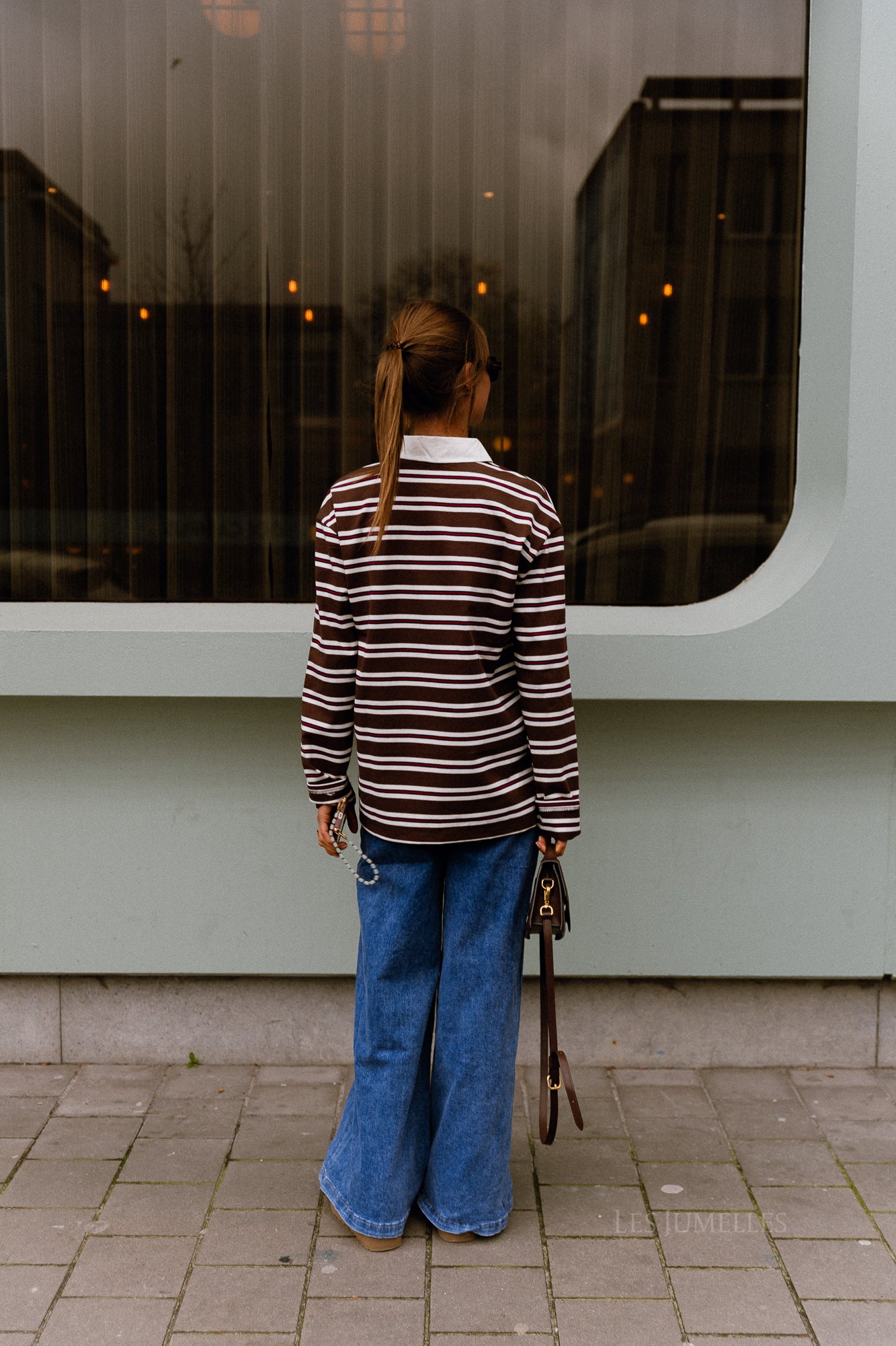 Jade gestreiftes Poloshirt Braun/Ecru