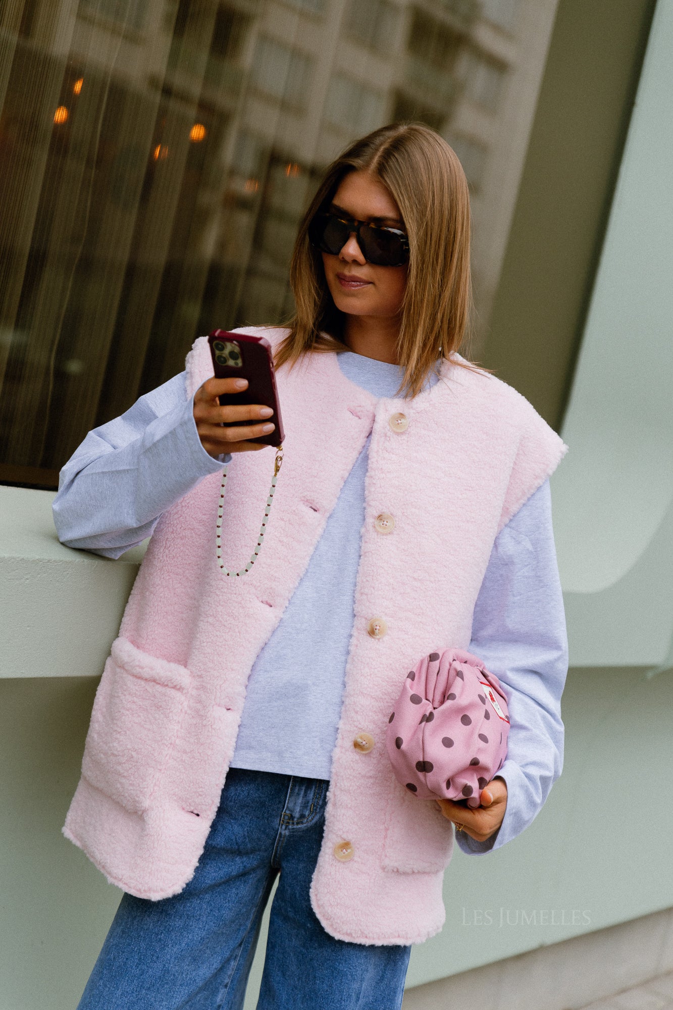 VIMelusa gilet en peluche oversize rose