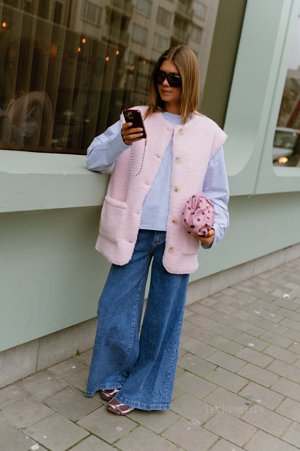 VIMelusa gilet en peluche oversize rose