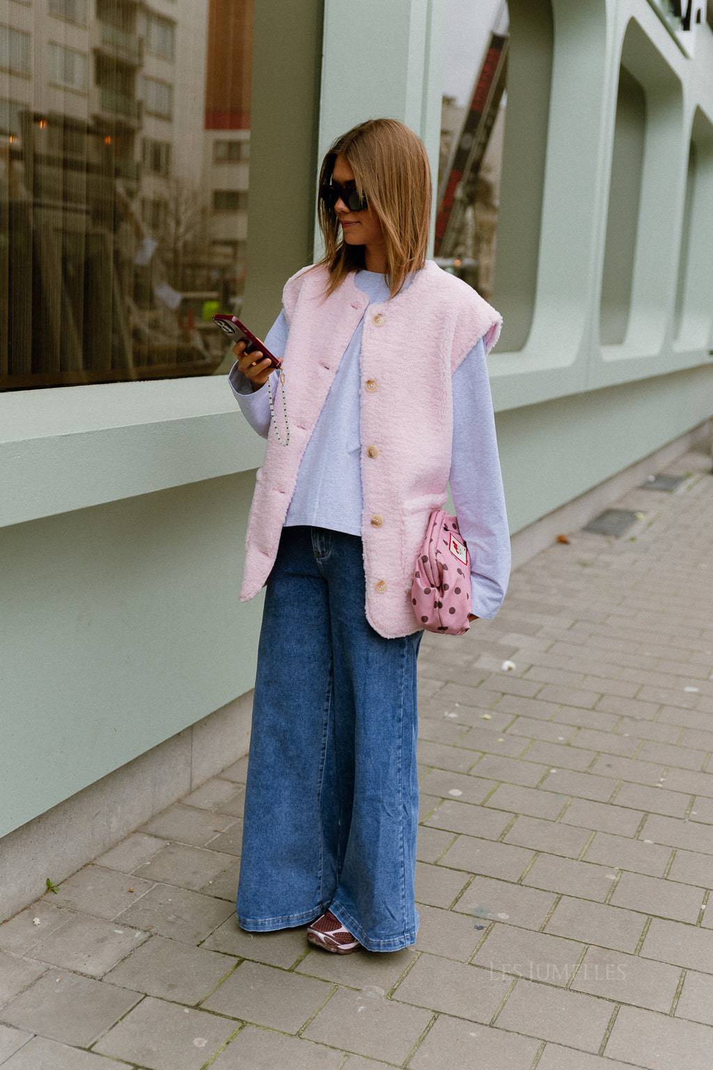 VIMelusa gilet en peluche oversize rose