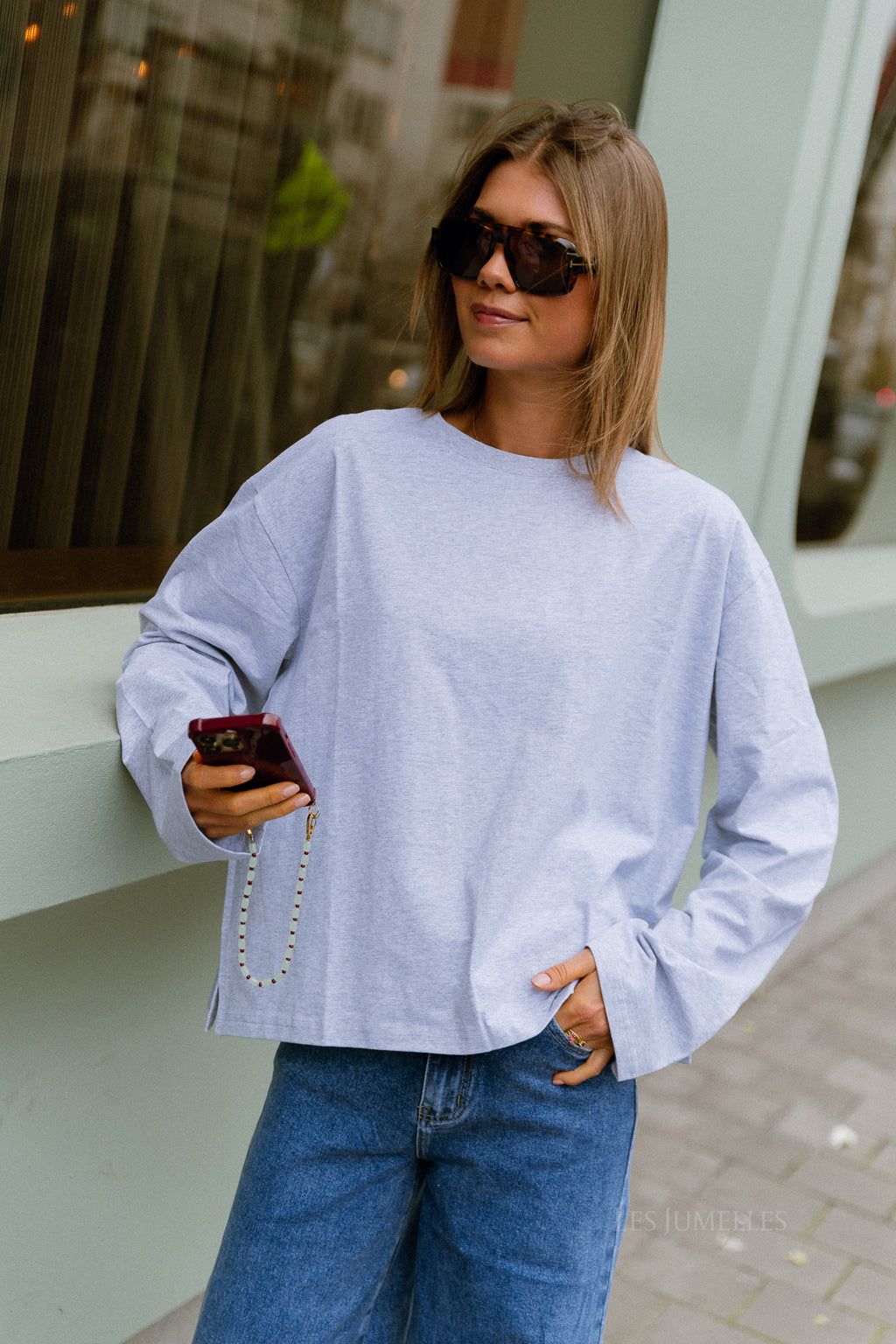 Gloria longsleeve lichtgrijs