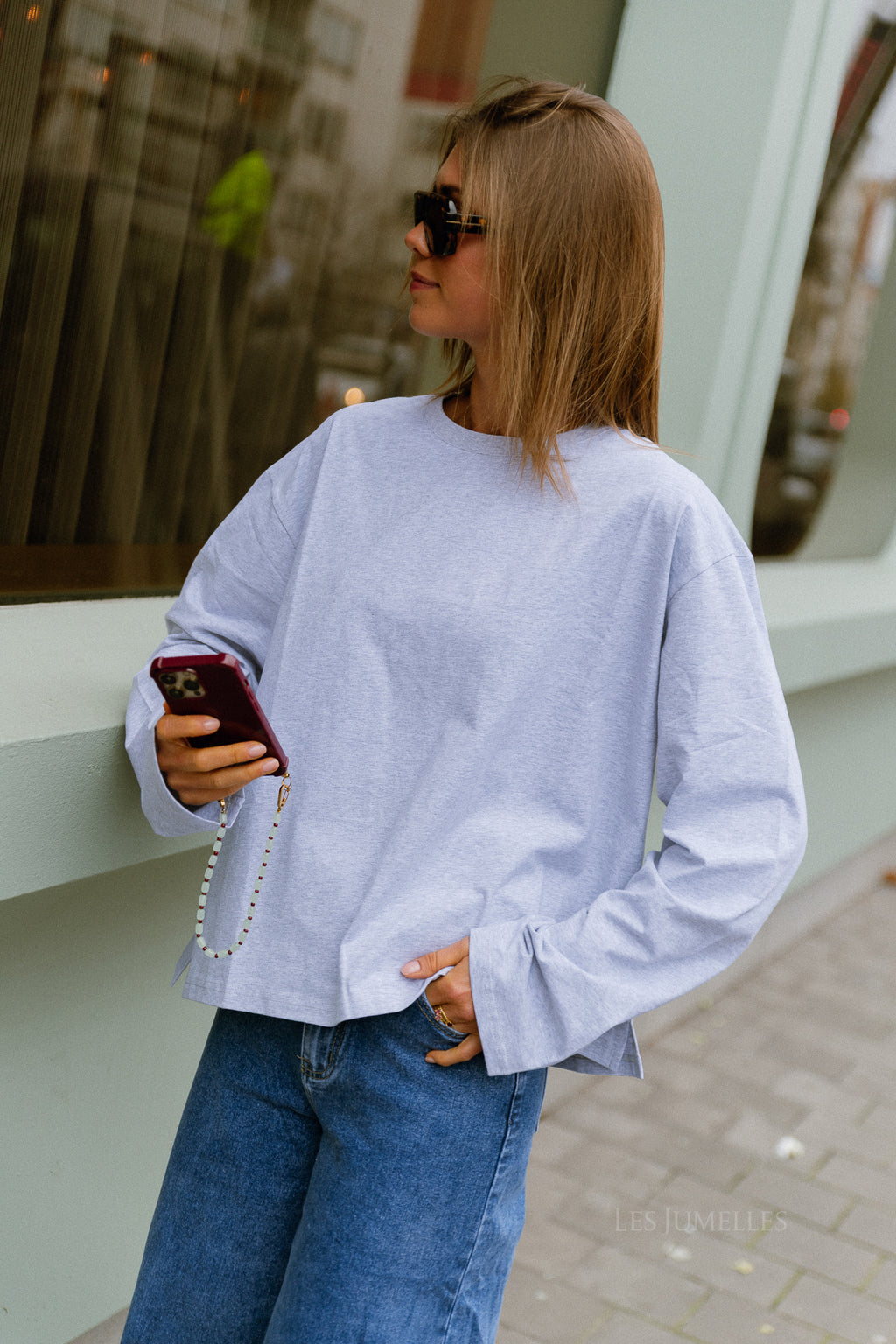 Gloria longsleeve lichtgrijs