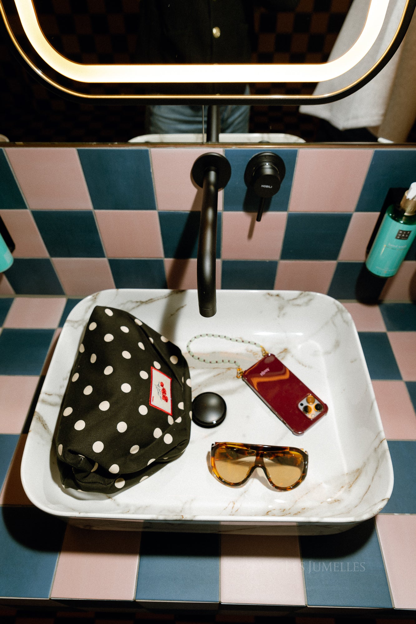 Sac Bonita en toile à pois noire