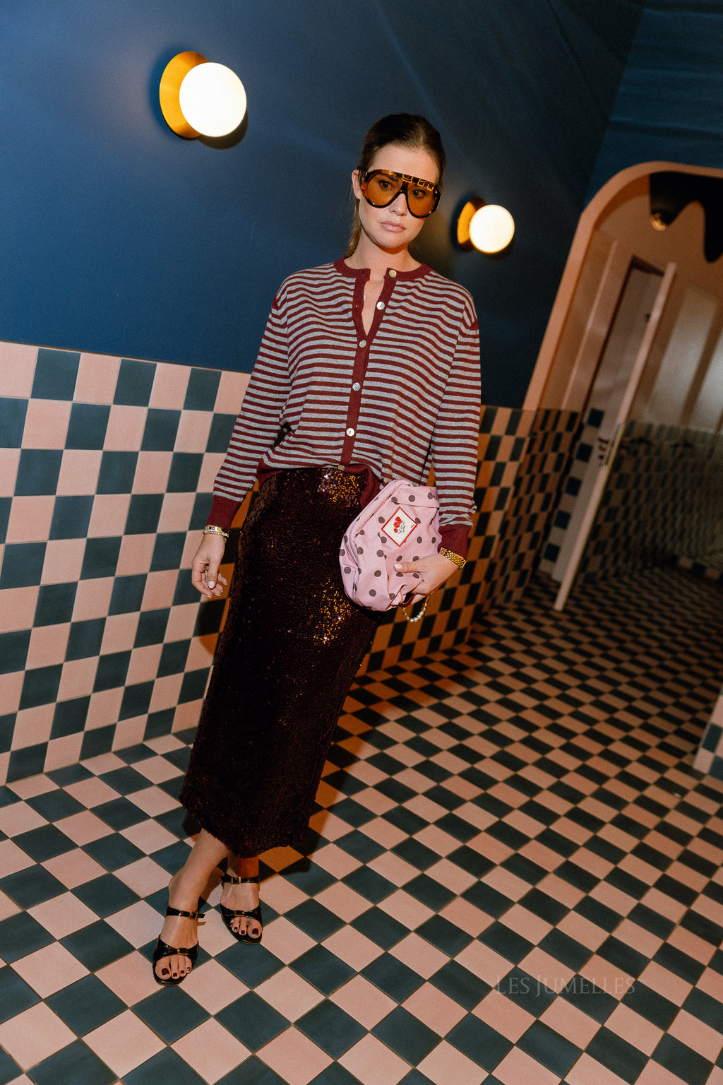 Lisa striped cardigan burgundy/grey