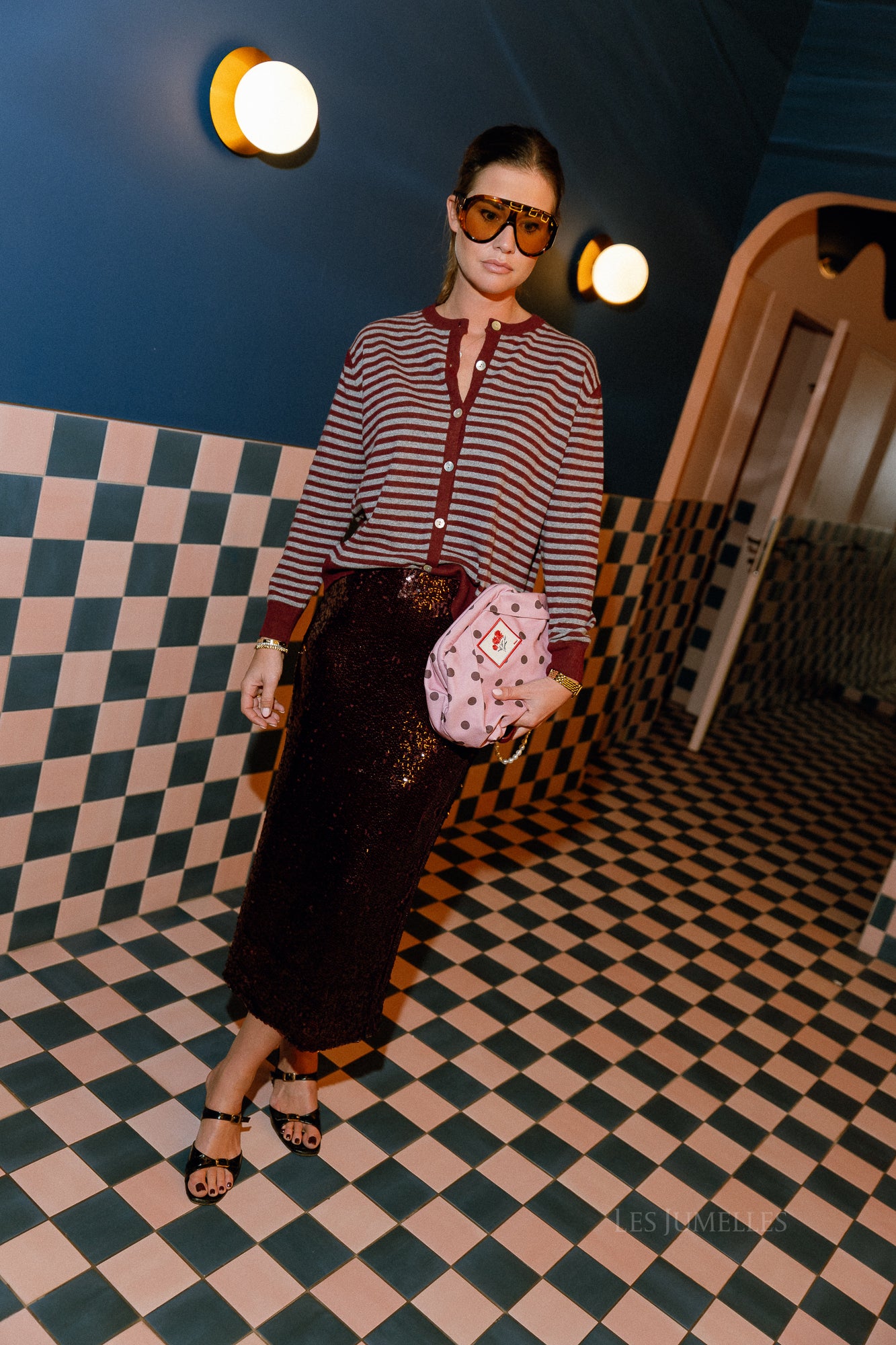 Lisa striped cardigan burgundy/grey