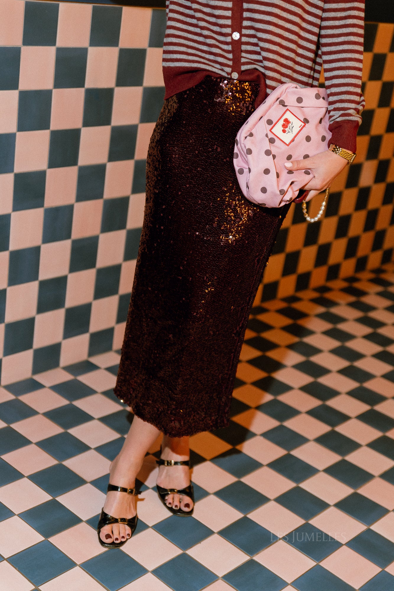 YASRoyalina HMW sequin ankle skirt port royale