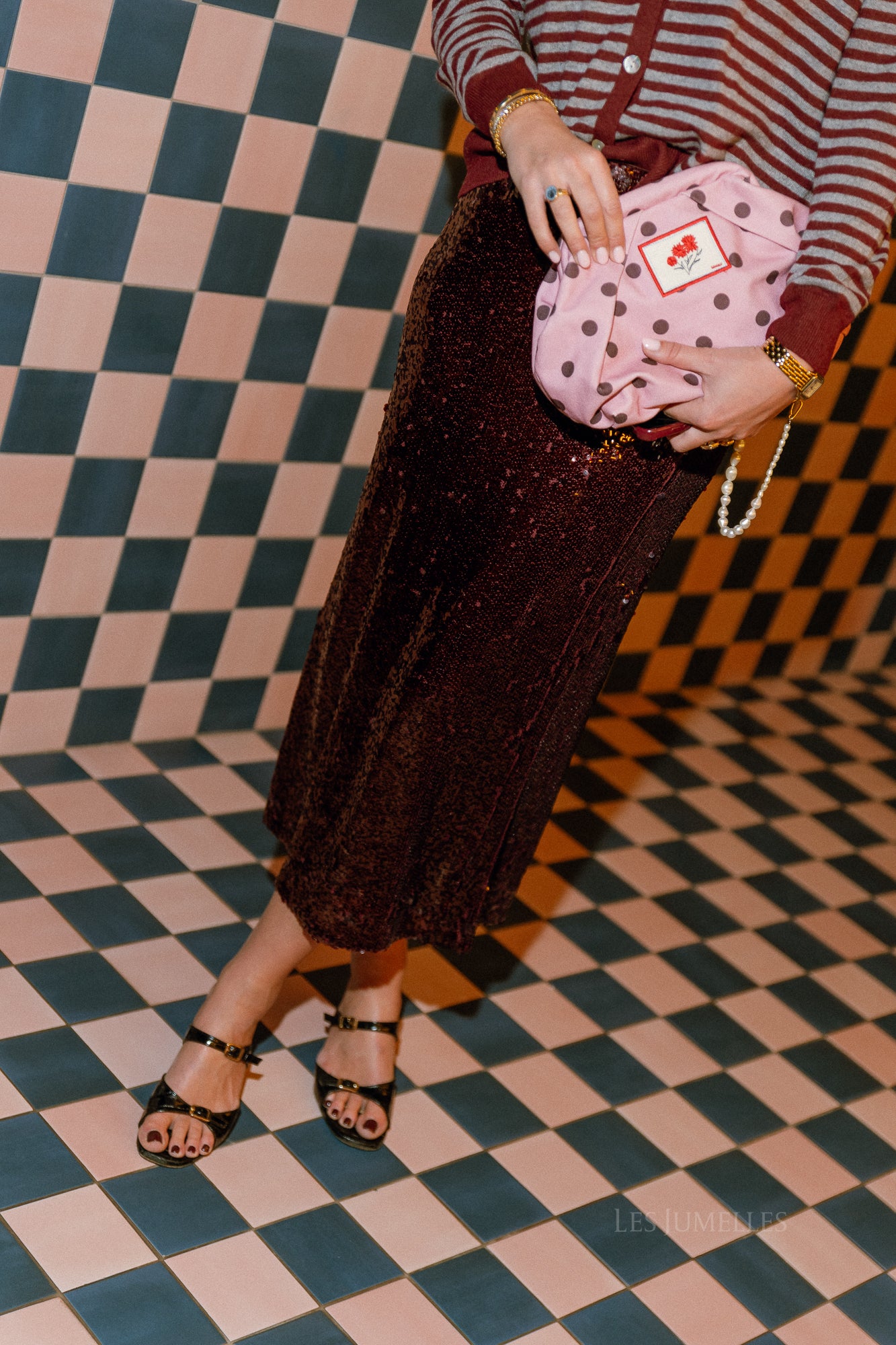 YASRoyalina HMW sequin ankle skirt port royale