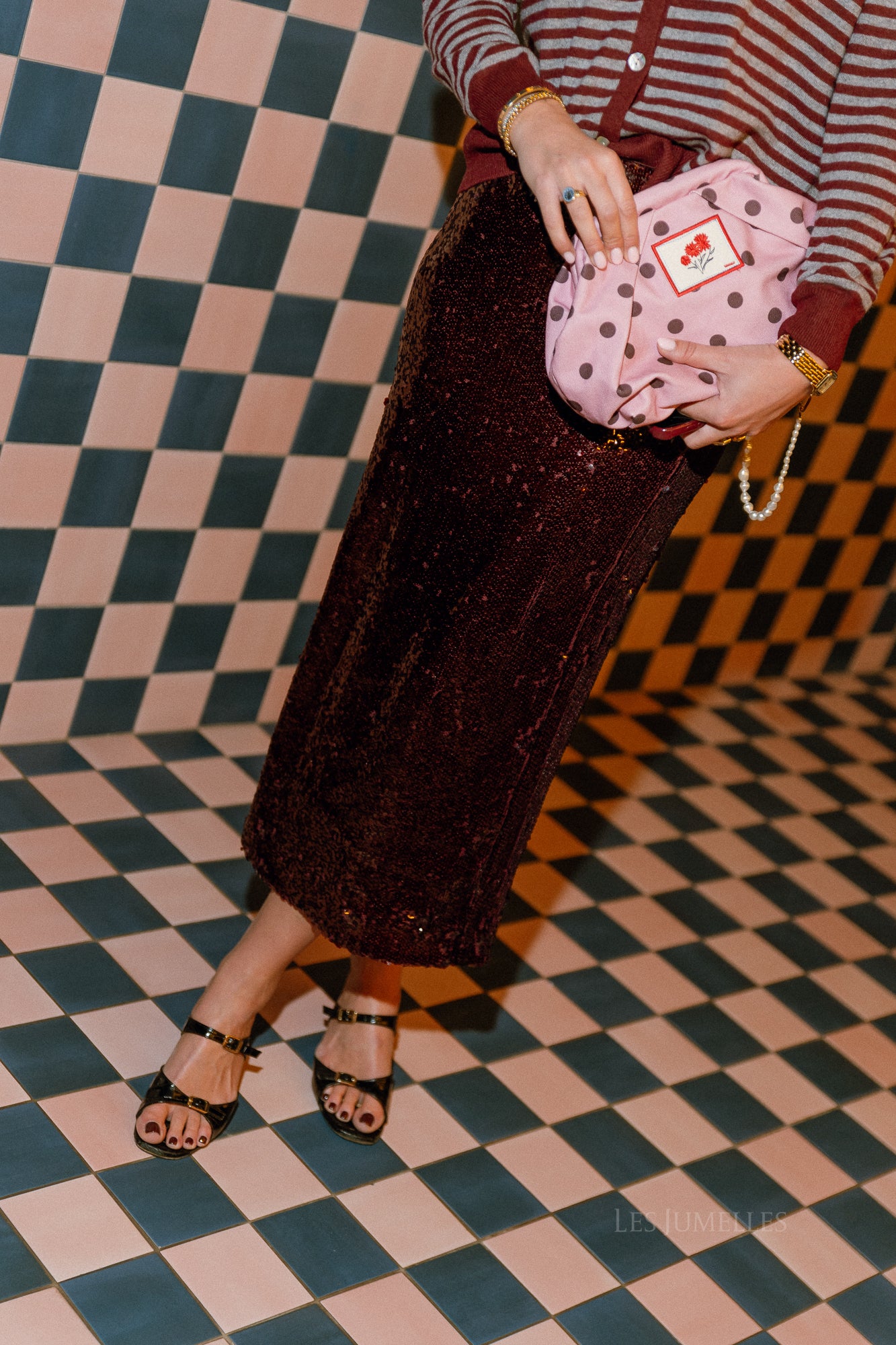 YASRoyalina HMW sequin ankle skirt port royale