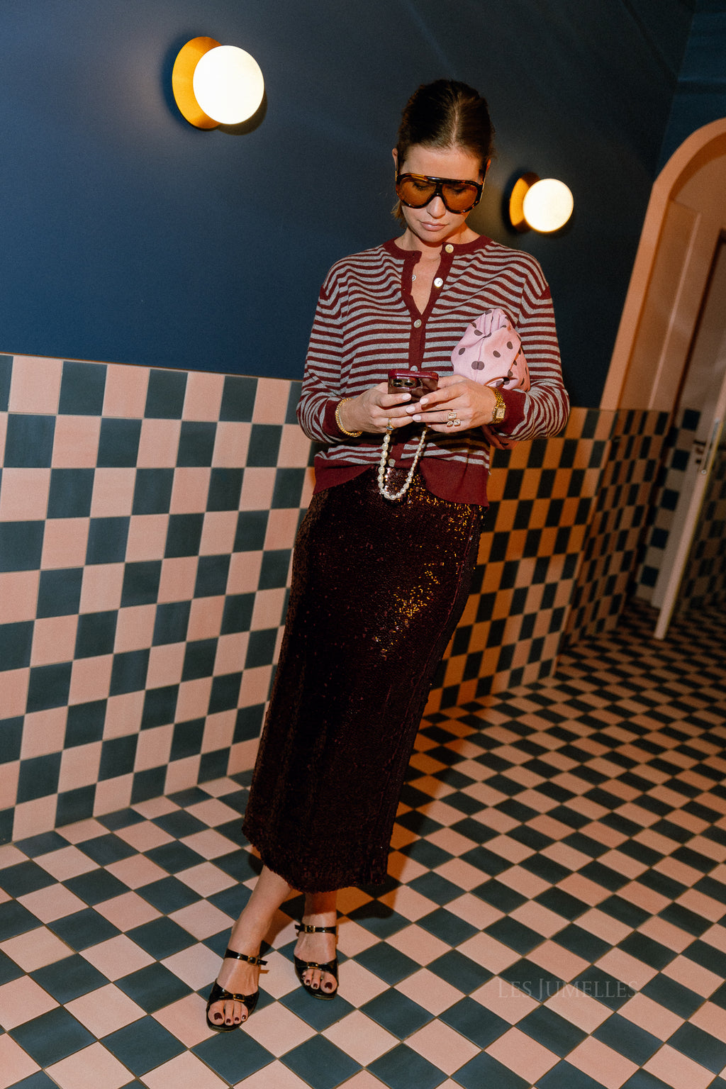 Lisa striped cardigan burgundy/grey